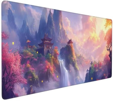 Landschaft Wald Mauspad,Large XXL Mouse Pad 700x300x3mm Tastatur Matte,Groß Vernähte Kanten WassXerdicht Anti-Rutsch Mauspad,Erweiterter Schreibtisch Schutz Mauspad für Geschenk Weiblich Office k-455