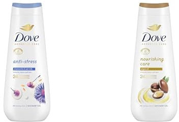 Dove Advanced Care Gel de Ducha Antiestrés Leche de Manzanilla y Avena 600ml + Dove Advanced Care Gel de Ducha Cuidado Nutritivo Aceite de Argán 600ml
