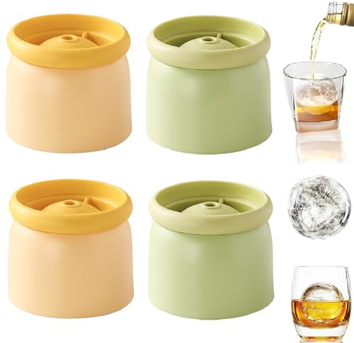 4 Stück Eiskugelform Eiswürfelform Kugel Silikon, Stapelbar Runde Eiswürfelformen BPA Frei Eiswürfelbehälter, Groß Kugel Eiswürfelform Für Wasser, Whisky, Cocktails, Saft (Stil B)
