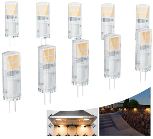 Noobibaba G4 LED-lampa 12V/24V, LED-landskapsbelysning typ T3, 2W varmvit med tvåstegs lampfäste, färg temperatur 2700K, 230 lumen, lämplig för utomhuslandskapsvägbelysning, 10 st