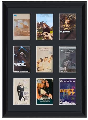 Custodia a nastro, cornice per nastro a cassetta, nastro per cassette e display per case, cornice per 9 nastri, cornice per foto musicali, decorazione per la casa, cornice in legno massello con