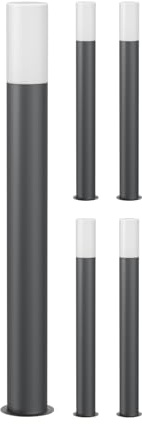 ledscom.de 5 st vägbelysning/pollarljus GROPO för utomhusbruk med premiumhölje av äkta glas - UV-beständig, gulnar inte, IP44, 90 cm, antracit 1x E27 max. 40W