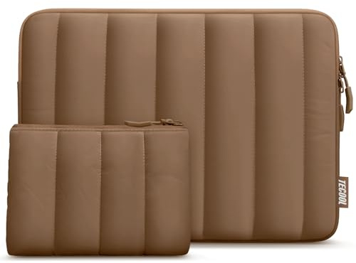 Puffy laptopfodral 13,3 tum, 13-13,3 tum laptopfodral för MacBook Air 13 13,5 tum M4 M3 M2 2025, MacBook Pro 13/Mac Pro 57 tum HP Lenovo Dell vattentät laptopväska med litet fodral, brun