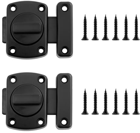 2pcs Pestillo Giratorio Para Puerta De Inodoro De Baño, Cerradura De Puerta De Acero Inoxidable, Cerrojo Puerta, Cerrojo De Perno, Pestillo Deslizante De Seguridad Cepillado,negro,55mm