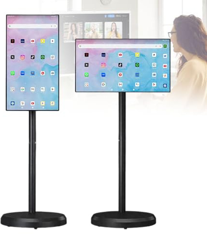 URJWAN TV PortáTil con Pantalla TáCtil, Smart TV PortáTil Fhd De Segunda GeneracióN, Pantalla TáCtil 4k, TV Y Tableta En Una, BateríA (5-8 Horas), RotacióN Completa para Hogar/Oficina 21.5-4/64G