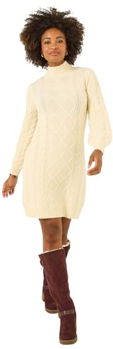Joe Browns Women's Chunky Cable Knit Mini Dress, Regular, Beige, UK 12