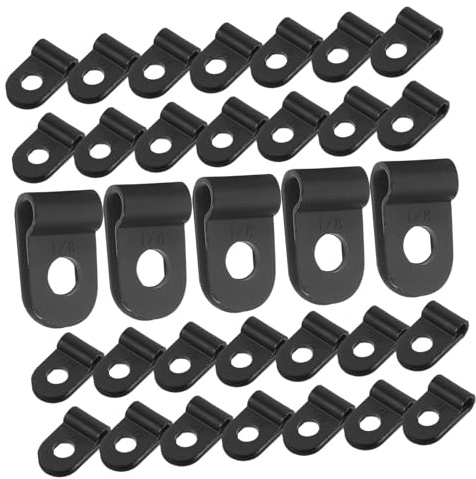 LRXIYODE 100pcs Nylon R-Type Cable Wire Clips for 1/8 Inch Cable Diameter Black Wire Holders for Cords Outdoor and Ethernet Management Clips for Home and Office