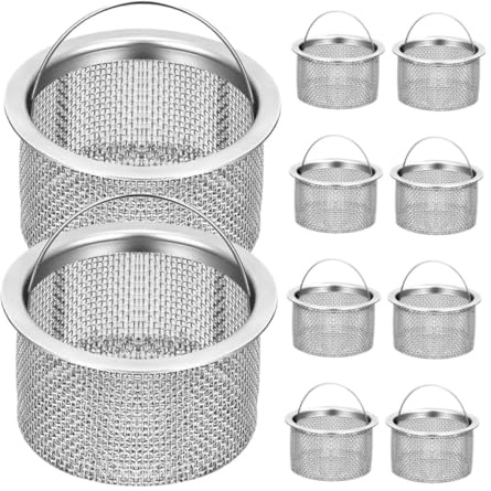 SAFIGLE 10 pièces Filtre Évier Cuisine Inox Panier Filtration Résidus Anti-bouchage Tamis Drain Robuste et Pratique pour Évier Domestique