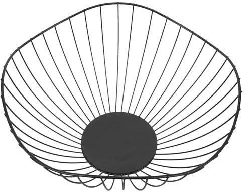 Baluue Frutero Negro de Metal para Mesa Cesta Alta para Frutas y Aperitivos Frutero Pequeño Moderno para Encimera de Cocina Almacenamiento Multifuncional para Hogar