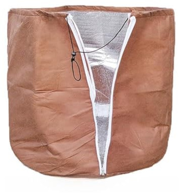 Gettimore Funda protectora contra heladas para plantas en maceta y árboles frutales, bolsa protectora reutilizable ventilada con cierre de cordón, tela Oxford y película de aluminio, marrón, 40 x 40