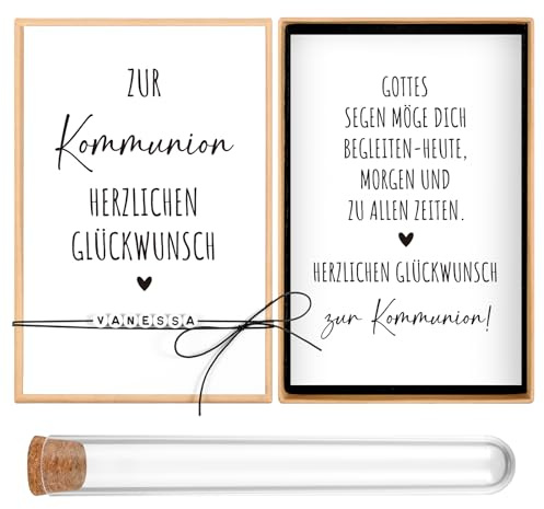 Namalu Set de Regalo de Comunión - Regalo de Dinero Personalizado para Primera Comunión con Cuentas de Letras para Pulseras DIY, Tarjeta, Tubo de Ensayo, Banda Elástica y Caja de Regalo
