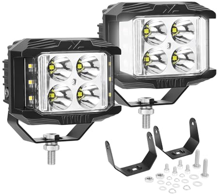Willpower 2x 4 pouces 35W 3500LM Phare de Travail LED, 12V 24V Cube Barre LED, Projecteurs Lumière Spotlight Feux de Travail pour Offroad Voiture Camion SUV ATV 4x4 Tracteur, Blanc | Feu Antibrouillard LED 6000K Blanc, Etanche IP67, pour 4x4 Quad Camion Offroad Véhicule Bateau ATV