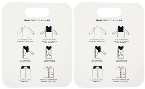iplusmile 2 Stück Faltbrett für Hemden aus Pp Weiß Praktisches Kleidung Faltbrett zum Schnelleren und Ordentlicheren Zusammenlegen von T shirts und Kurzarmshirts zu Hause