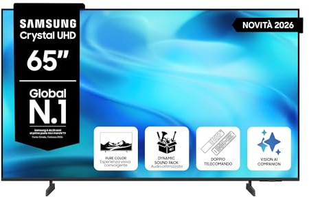 Samsung Smart TV 65 UE65U8090HUXZT Crystal UHD, Crystal 4K Processor, HDR10+, PurColor, Motion Xcelerator, Dynamic Sound Pack, Gaming Hub, TV Plus, Knox Security, Vision AI, 2026 | HDR10+, PurColor, Motion Xcelerator, Dynamic Sound Pack, Gaming Hub, Samsung TV Plus, Knox Security, Vision AI