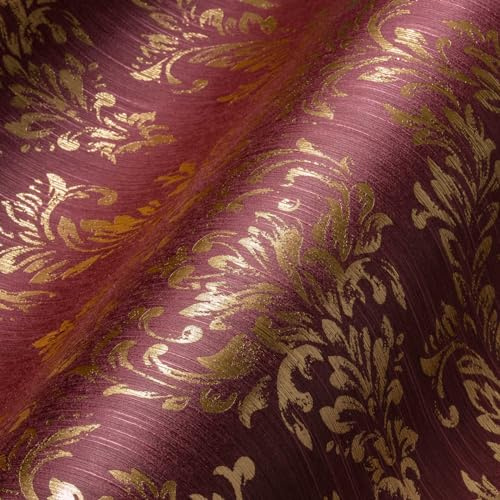 A.S. Création Architects Paper Textiltapete Metallic Silk Tapete mit Ornamenten barock 10,05 m x 0,53 m metallic rot Made in Germany 306596 30659-6