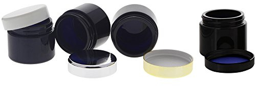 Violett Miron Glas-Tiegel 50ml mit farbigen Deckel im Mix, Leere Kosmetex Glas Creme-Dose, Kosmetik-Dose Mironglas Violettglas, 4er Mix-Set