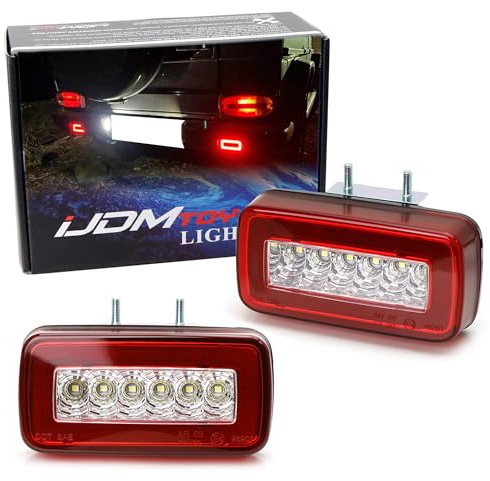 iJDMTOY Red Lens 3-In-1 LED Rear Fog/Backup Light Kit - Compatible With 1986-2018 Mercedes Benz W463 G-Class G500/G550/G55/G63 AMG, Functions as Rear Fog/Tail Running & Reverse Light