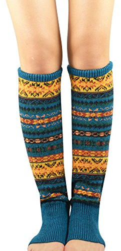 Durio Stulpen Damen Lange Winter Beinwärmer Gestrickt Verdicken Beinstulpen Böhmen