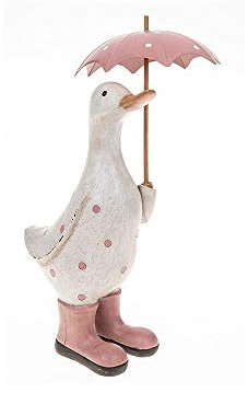 Joe Davies Figura Decorativa de Pato con Paraguas y Botas Wellington (Rosa)