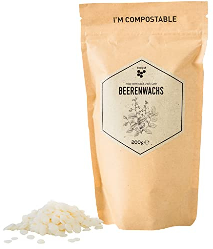 beegut Beerenwachs/Japanwachs (rhus verniciflua cera), vegane Bienenwachs-Alternative, pflanzliches Wachs für eigene Naturkosmetik, 200g