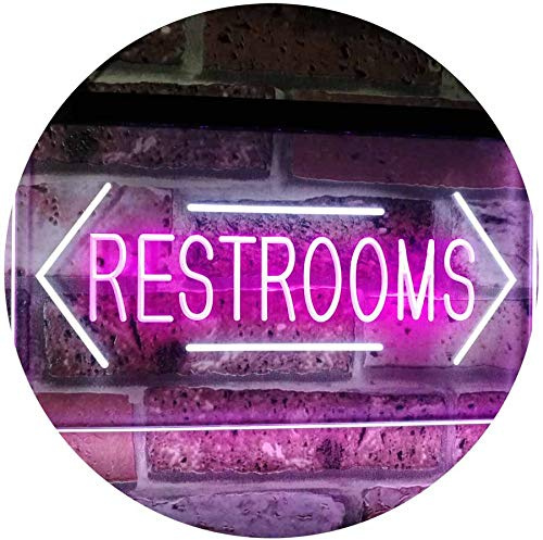ADVPRO Unisex Restroom Arrow Toilet Washroom Dual Color LED Neon Sign White & Purple 24 x 16 st6s64-i2157-wp