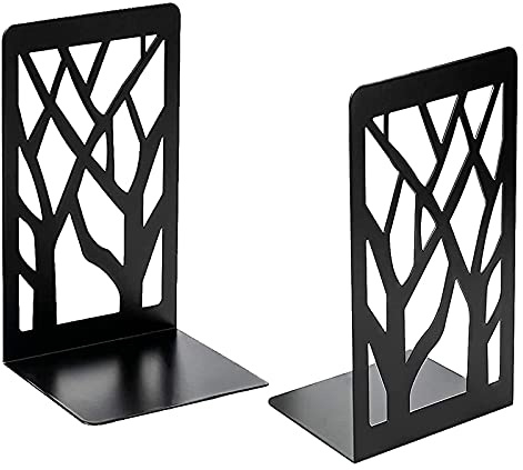 MSDADA Buchstützen Metall-Schwarz Buchhalter Regal, Bookend Holder mit rutschfeste Bücherstopper für Schule Zuhause Büro (1 Paar Schwarz)