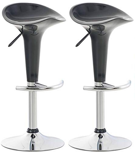 CLP 2er Set Barhocker Saddle Mit Drehbarem Kunsttoffsitz Und Fußablage I Höhenverstellbarer Hocker Mit Metallgestell In Chrom-Optik | Farbe grau