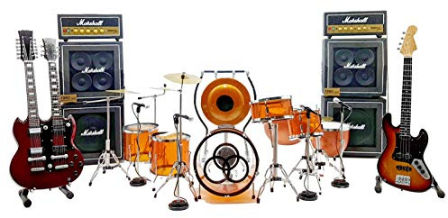 ZEPPELIN Mini LIVE SET LED Miniaturmodell im Maßstab 1:4 John Bonham Drum Kit Jimmy Page Guitar Gadget Rock Modellbau Sammelfigur