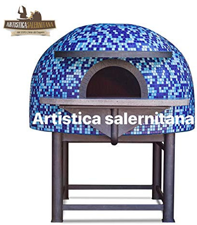 artistica salernitana Forno a Legna Napoletano per Pizzeria refrattario (Diametro Interno 140 cm, Blu)
