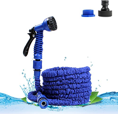75FT/20M Garden Hose Pipes Expandable Expanding Magic Hosepipe Extension Long Lightweight with Spray Gun 7-Pattern Nozzle Flexible Easy to Storage, Blue