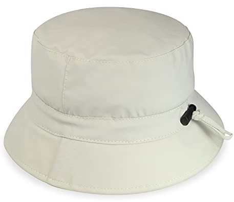 fiebig Ginny Regenhut mit flexiblem Band | Outdoor Fischerhut mit leichtem Cotton-Futter | Angenehme Passform für das ganze Jahr (56-M, Natur)