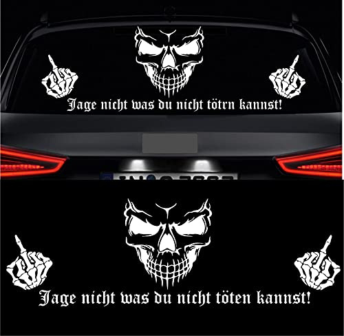 myrockshirt JAGE Nicht was DU Nicht TÖTEN Kannst Heckscheibenaufkleber XXL Auto Aufkleber in 70,0 cm x 30,0 cm JDM OEM Tuning Sticker Decal freie Farbwahl Skull Skullhead