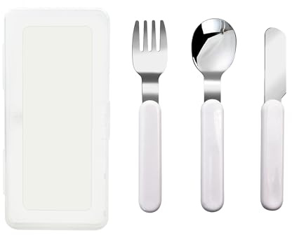 VANRA 3-Piece Children Knife Spoon Fork Set 18/10 Stainless Steel Child Flatware Set Kids Utensils Set with Case for Lunch Box (Fork Spoon Knife Combo)