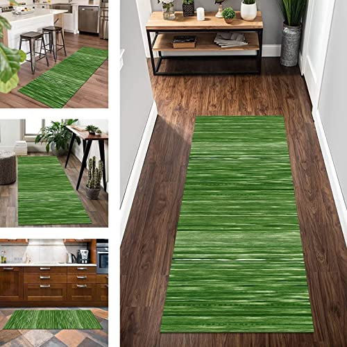 Küchenläufer Teppich rutschfest waschbar Grün 3D Abstract Korridor Teppichläufer 100X300CM Modern Teppich Läufer Lang Flur für Schlafzimmer Kinderzimmer Wohnzimmer Meterware Flurläufer Teppichmatte