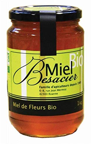 Miel Besacier - Miel de Fleurs Bio 1Kg - Douceur et Authenticité pour vos Plats - Certifié Agriculture Biologique - Idéal pour Vos Tartines et Boissons Chaudes - Lot De 2 - Vendu Par Lot