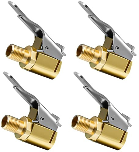 URAQT 4 Pezzi Connettore Valvola Mandrini Pneumatica Universale, 8mm Air Chuck Pneumatico per Auto Adattatore a sgancio rapido in Ottone Clip-on, per Gonfiatori Pompa d'Aria Compressore Macchina