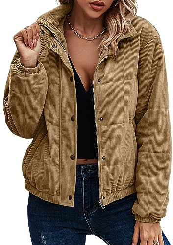 ASOMI Jacke Damen Kuschelige Fleecejacke Übergangsjacke Gefüttert Langarm Reißverschluss Herbst-Wintermantel mit Taschen