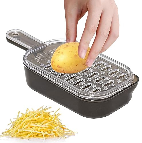 Dirfuny Ingwerreibe – Große Zestenreibe mit Behälter, Küchenreibe mit Behälter und Rutschfester Gummibasis für, Yamswurzel, Daikon, Küche, Knoblauch, Zwiebel, Wasabi