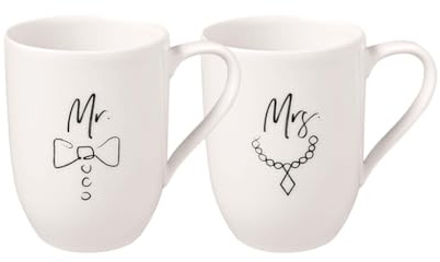 Villeroy & Boch Statement, Set De Tazas Mr And Mrs, 2 Unidades, 280Ml, Porcelana Premium, Blanco