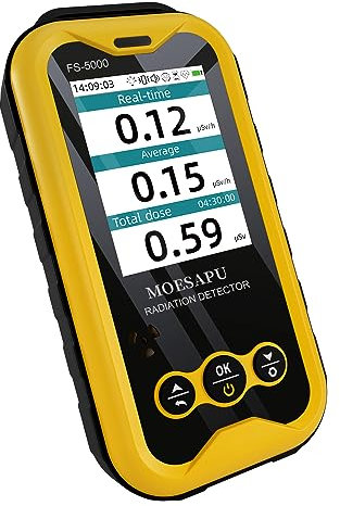 MOESAPU Geiger Counter Nuclear Radiation Detector with LCD Display Radiation Dosimeter, Portable Handheld Beta Gamma X-ray Rechargeable Radiation Monitor Meter, 5 Dosage Units Switched