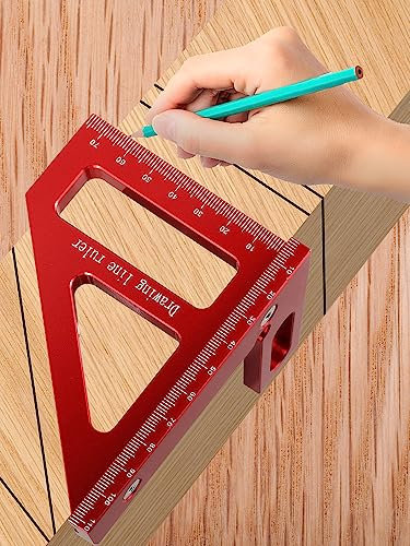 Gatphy Goniometro Quadrato in Lega di Alluminio 45 90 Gradi 3d Squadra di Falegnameria Scala Accurata Goniometro Quadrato per la Lavorazione del Legno Righello Triangolare a Scheda per Ingegneri