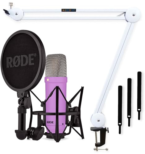 Rode NT1 Signature Purple - Micrófono de estudio (incluye trípode articulado keepdrum MS138), color morado