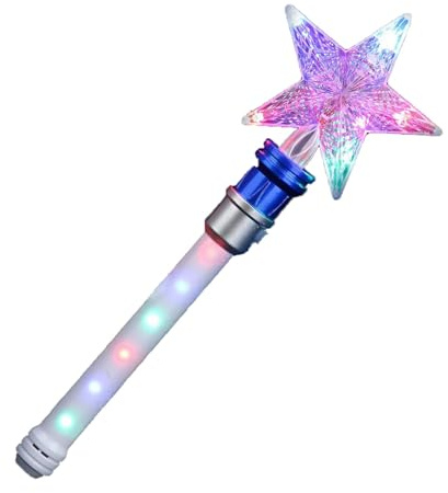 XJSGS - Baguette magique lumineuse à LED avec lumières clignotantes en forme d'étoile, jouet rotatif pour filles et garçons, cadeau de Noël et d'anniversaire (bleu étoile)