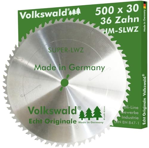 Kopie: Volkswald ® HM-Sägeblatt SLWZ 500 x 30 mm Z= 36 SUPER-LWZ Hartmetall Präzision Kreissägeblatt Ersatzsägeblatt mit Spanabweiser Hartholz Leimholz für Wippsäge Tischkreissäge Kreissäge