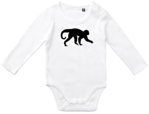 Huuraa Unisex Strampler Affe Silhouette Geschenk Größe 68 White Bio Baumwolle Fairtrade Affe Souvenir