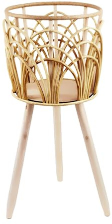 Rattan-Pflanzenständer, Erhöhter Blumentopfständer, Pflanzkorb mit Abnehmbaren Beinen für Wohnzimmer, Balkon, Heimbüro(H 60cm)
