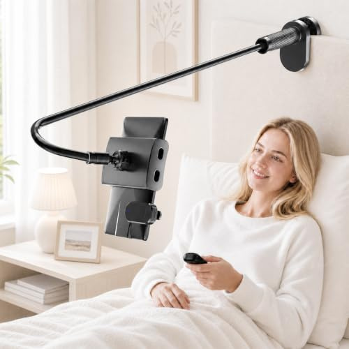 Kefotic Gooseneck Tablet Holder for Kindle Reading in Bed with Page Turner Remote, Hands Free Desk Bedside Lazy Arm Stand for Kindle Accessories, Gifts for Readers