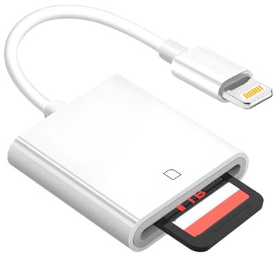 maxtachi Lector Tarjetas SD para iPhone,Transmisión bidireccional de Alta Velocidad Adaptador Tarjeta SD para iPhone,Plug and Play,para iPhone 15/14/13 Pro MAX-Blanco