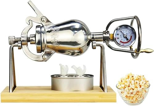 Popcorn Poppers,Mini Popcorn Machine, Popcorn Maker with Manual Crank Handle, Popcorn Popper with Gauge, Fire Heating Slow Boost,Small 100ml