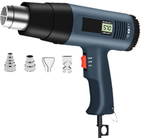 HUIZHITENGDA Industrial Digital Display Heat Gun, 110V /220V 2000W Small Car Film Baking Gun Two-Speed Temperature Adjustment Hot Air Blower for Welding PVC, Molding, Drying,110V
